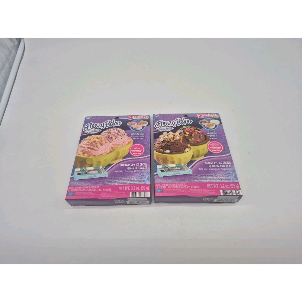 Freezy Bake by Easy Bake Ice Cream Mix Lot (1) Strawberry & (1) Chocolate Refill